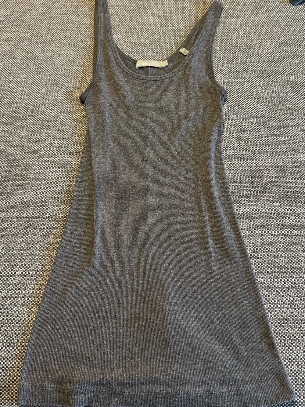 Vince Charcoal Ribbed Tank Dress
